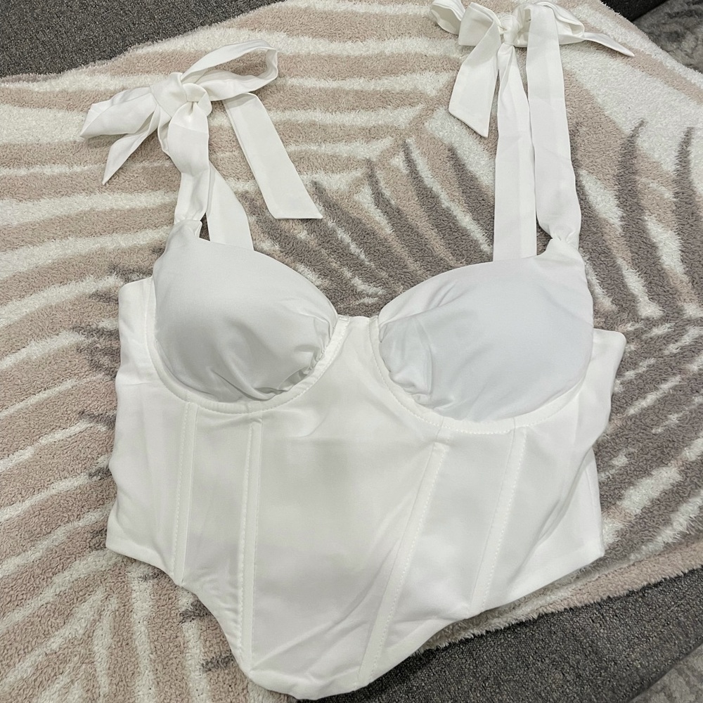 BRAND NEW CROP TOP WITH TIE SLEEVES